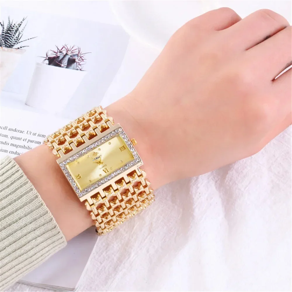 Luxury Watch Diamond - Reloj de Cuarzo Cuadrado de Lujo