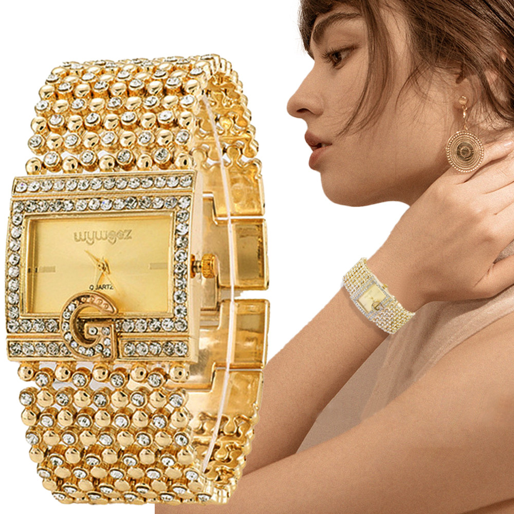Luxury Watch Diamond - Relojes de oro cuadrados simples para