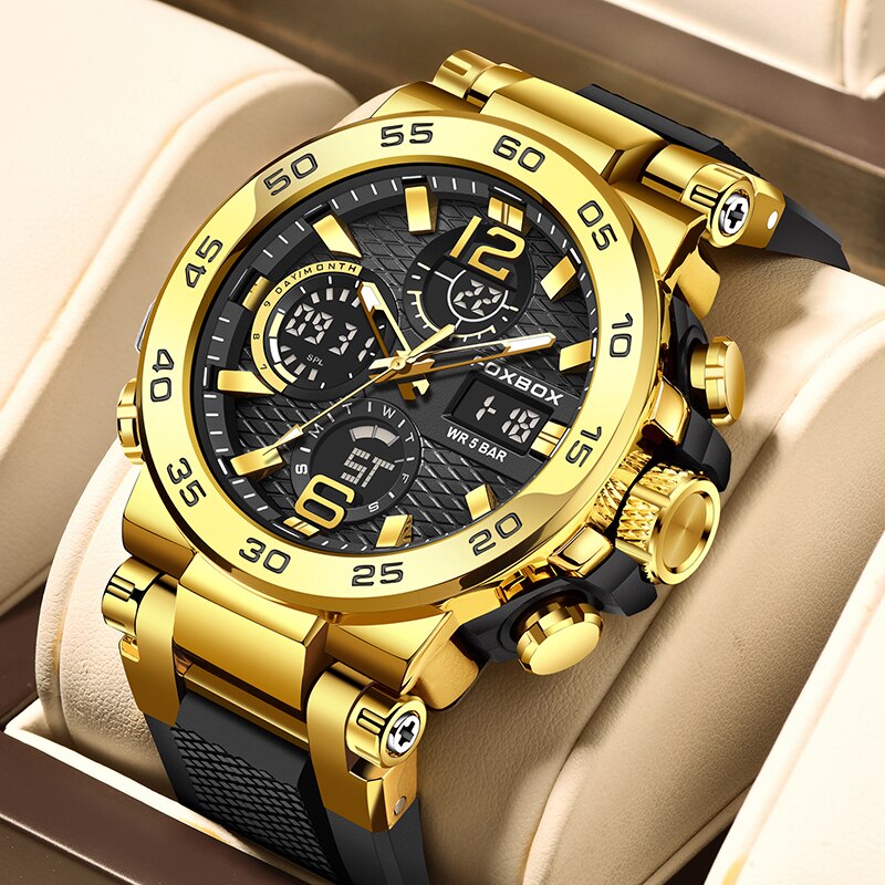 Luxury Watch Organizer For Men - FOXBOX-Reloj de negocios para hombre, cronógrafo
