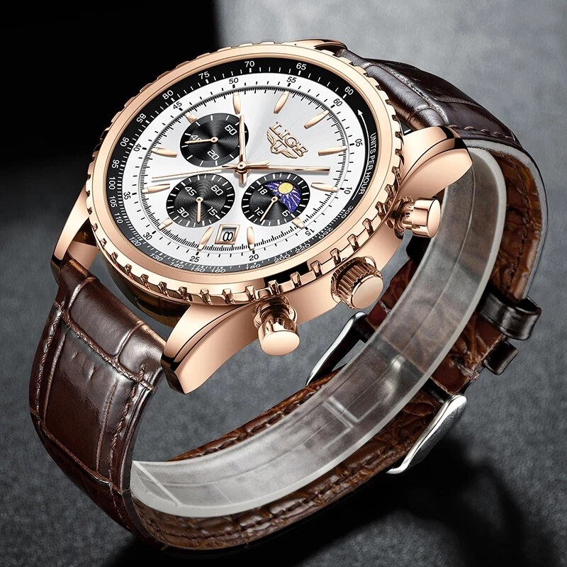LIGE-reloj deportivo de lujo p - Luxury Watch Organizer For Men reseña y precio