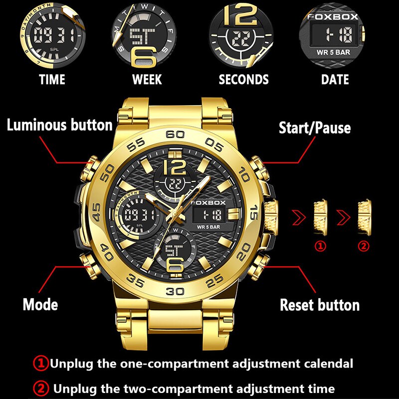 FOXBOX-Reloj de negocios para  - Luxury Watch Organizer For Men reseña y precio